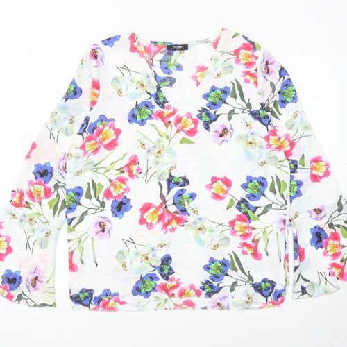 Wallis Womens Multicoloured Floral Blouse Size 14 Tunic Chiffon