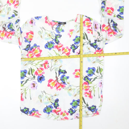 Wallis Womens Multicoloured Floral Blouse Size 14 Tunic Chiffon