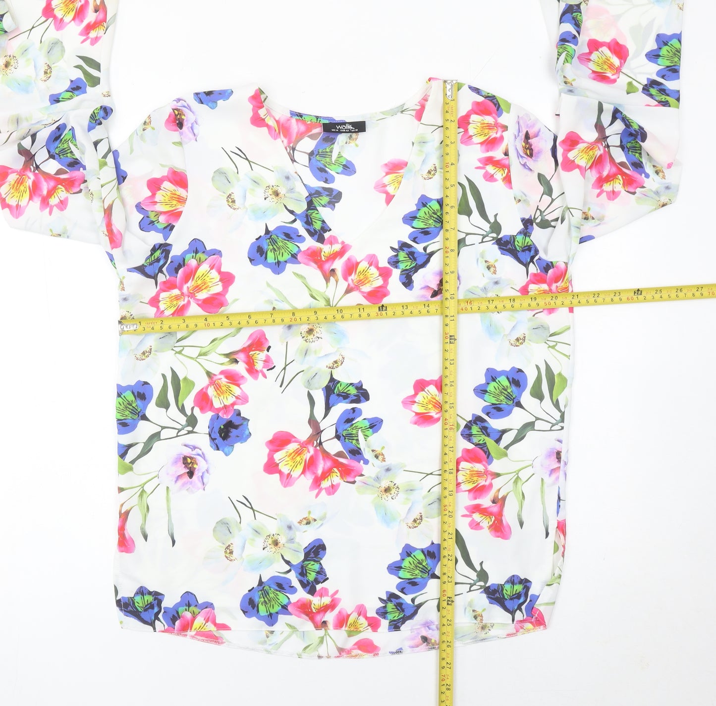 Wallis Womens Multicoloured Floral Blouse Size 14 Tunic Chiffon