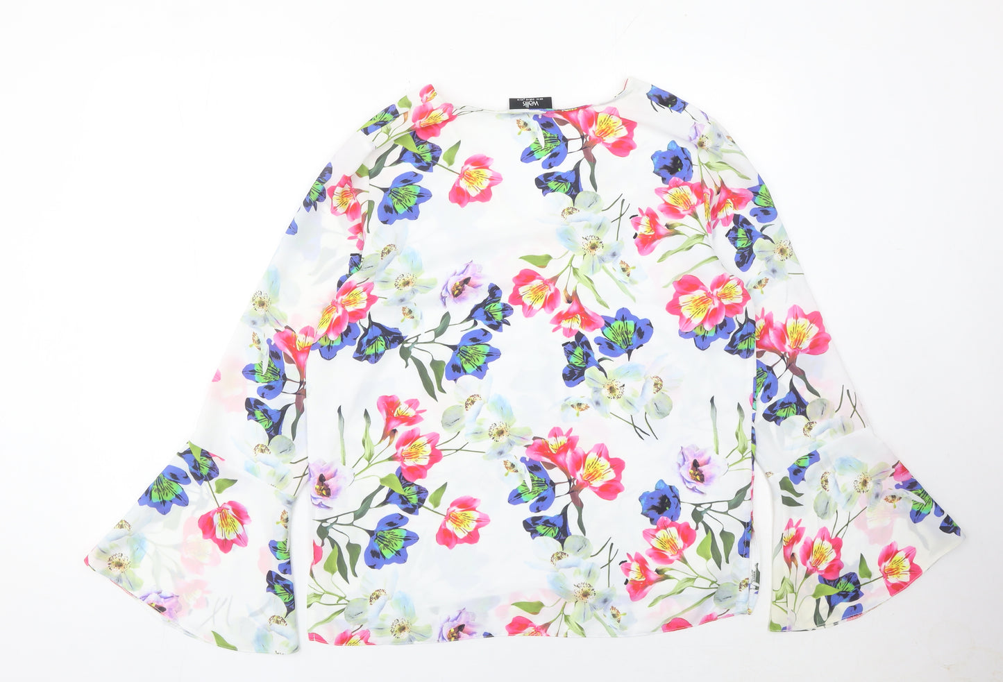 Wallis Womens Multicoloured Floral Blouse Size 14 Tunic Chiffon