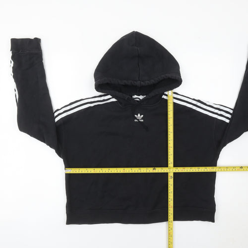 Adidas Womens Black Hoodie Pullover UK 12 Cotton Logo Sportswear
