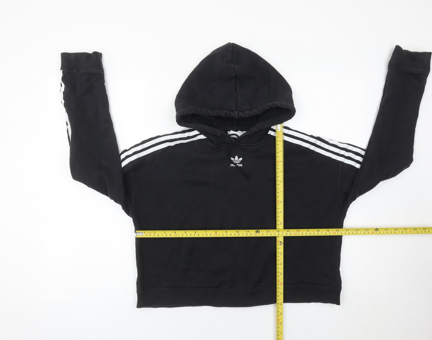 Adidas Womens Black Hoodie Pullover UK 12 Cotton Logo Sportswear