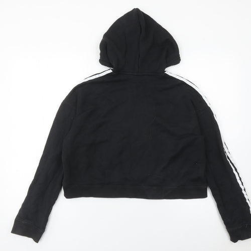 Adidas Womens Black Hoodie Pullover UK 12 Cotton Logo Sportswear