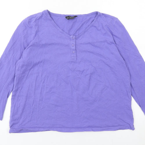 Avenue Women’s Purple Henley 3/4 Sleeve Cotton T-Shirt Size 12