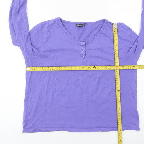 Avenue Women’s Purple Henley 3/4 Sleeve Cotton T-Shirt Size 12