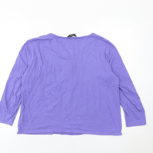 Avenue Women’s Purple Henley 3/4 Sleeve Cotton T-Shirt Size 12