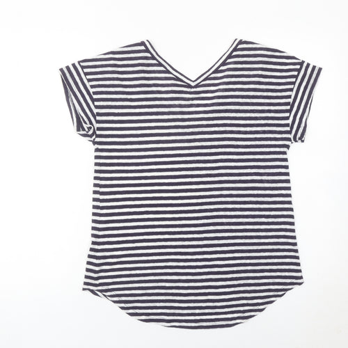 Gap Womens XS Black White Striped V-Neck Cotton T-Shirt