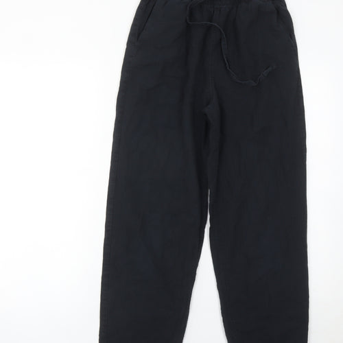 Uniqlo Girls Black M Jogger Trousers 100% Cotton Casual Elasticated