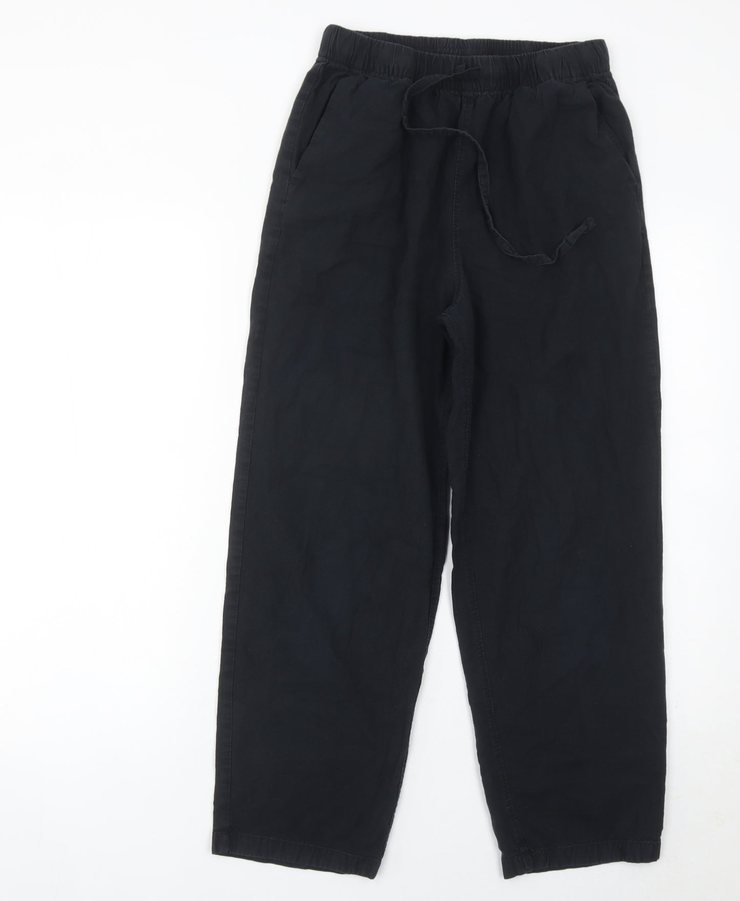 Uniqlo Girls Black M Jogger Trousers 100% Cotton Casual Elasticated