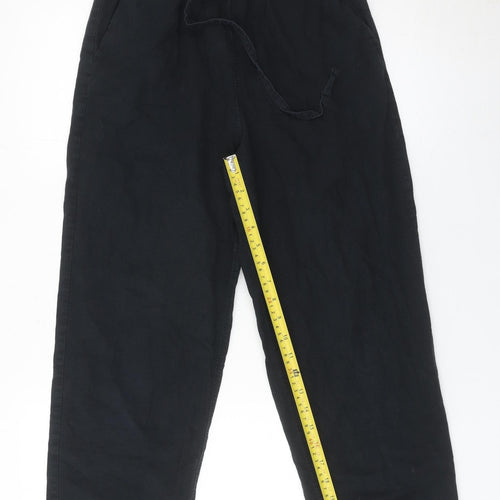 Uniqlo Girls Black M Jogger Trousers 100% Cotton Casual Elasticated