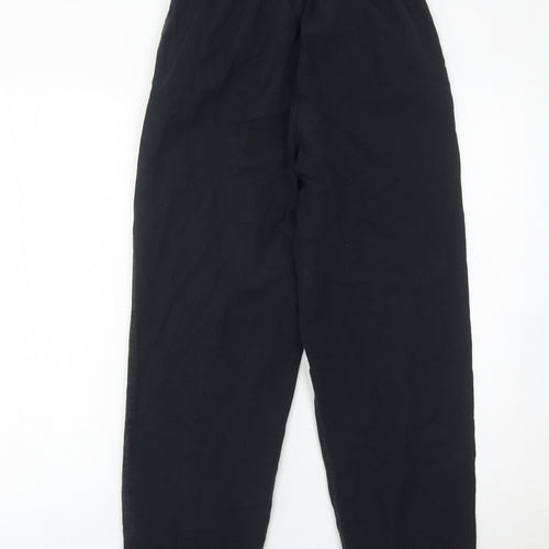 Uniqlo Girls Black M Jogger Trousers 100% Cotton Casual Elasticated
