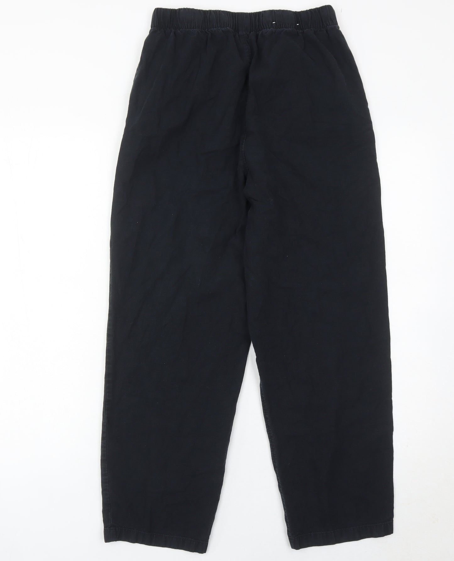 Uniqlo Girls Black M Jogger Trousers 100% Cotton Casual Elasticated