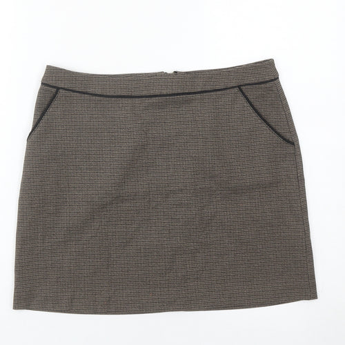 H&M Women’s Brown Check Pencil Skirt Size 8 Workwear