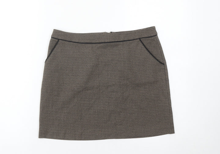 H&M Women’s Brown Check Pencil Skirt Size 8 Workwear