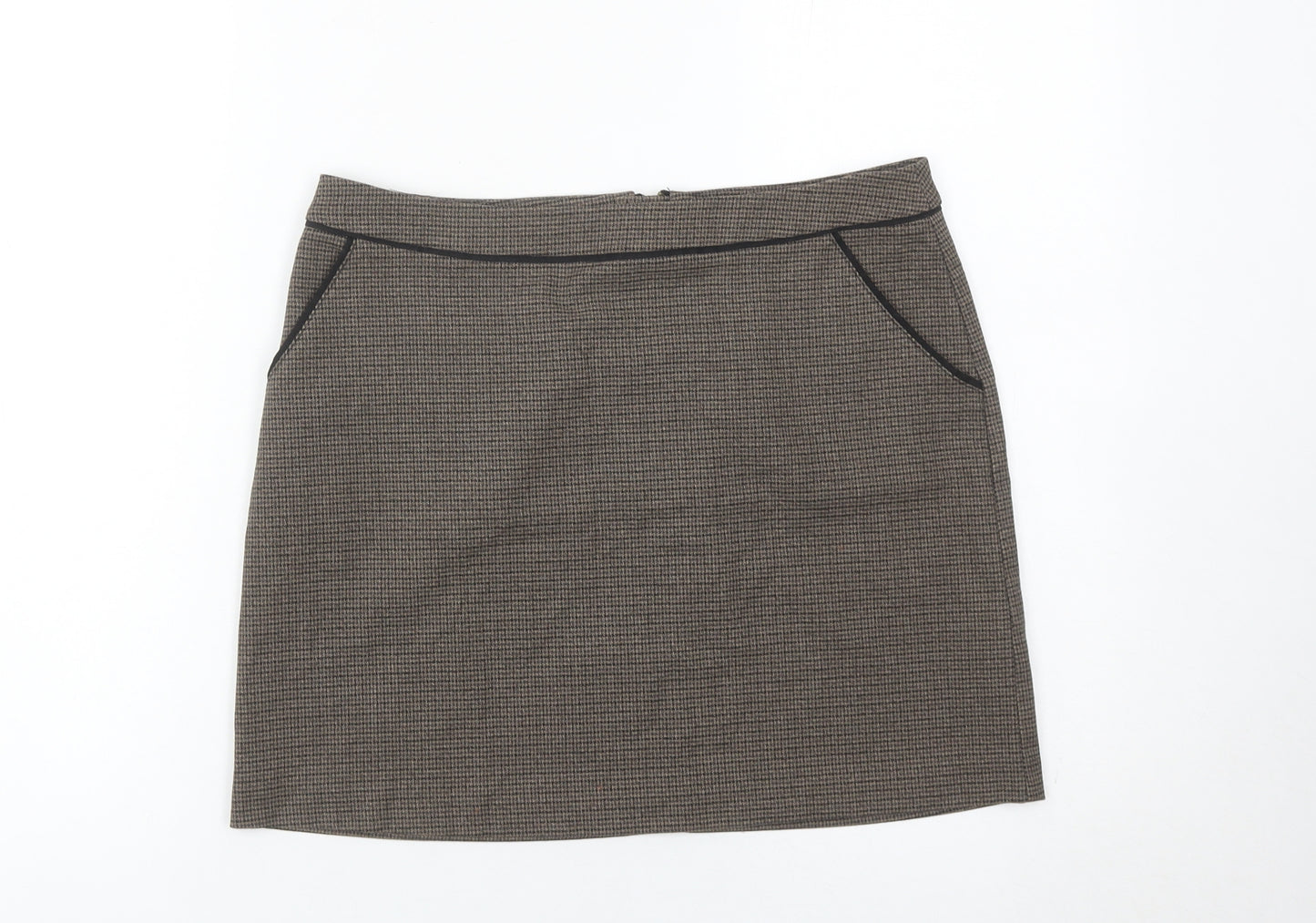 H&M Women’s Brown Check Pencil Skirt Size 8 Workwear