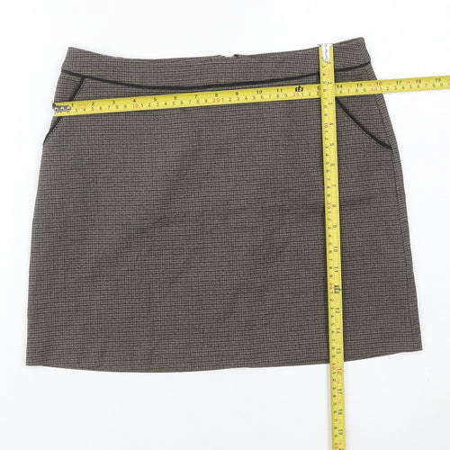 H&M Women’s Brown Check Pencil Skirt Size 8 Workwear