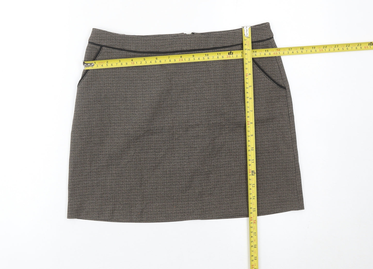 H&M Women’s Brown Check Pencil Skirt Size 8 Workwear