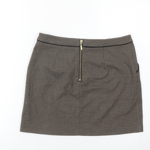 H&M Women’s Brown Check Pencil Skirt Size 8 Workwear