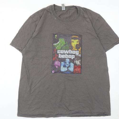 Gildan Men’s Grey Cowboy Bebop Anime Graphic T-Shirt Size L