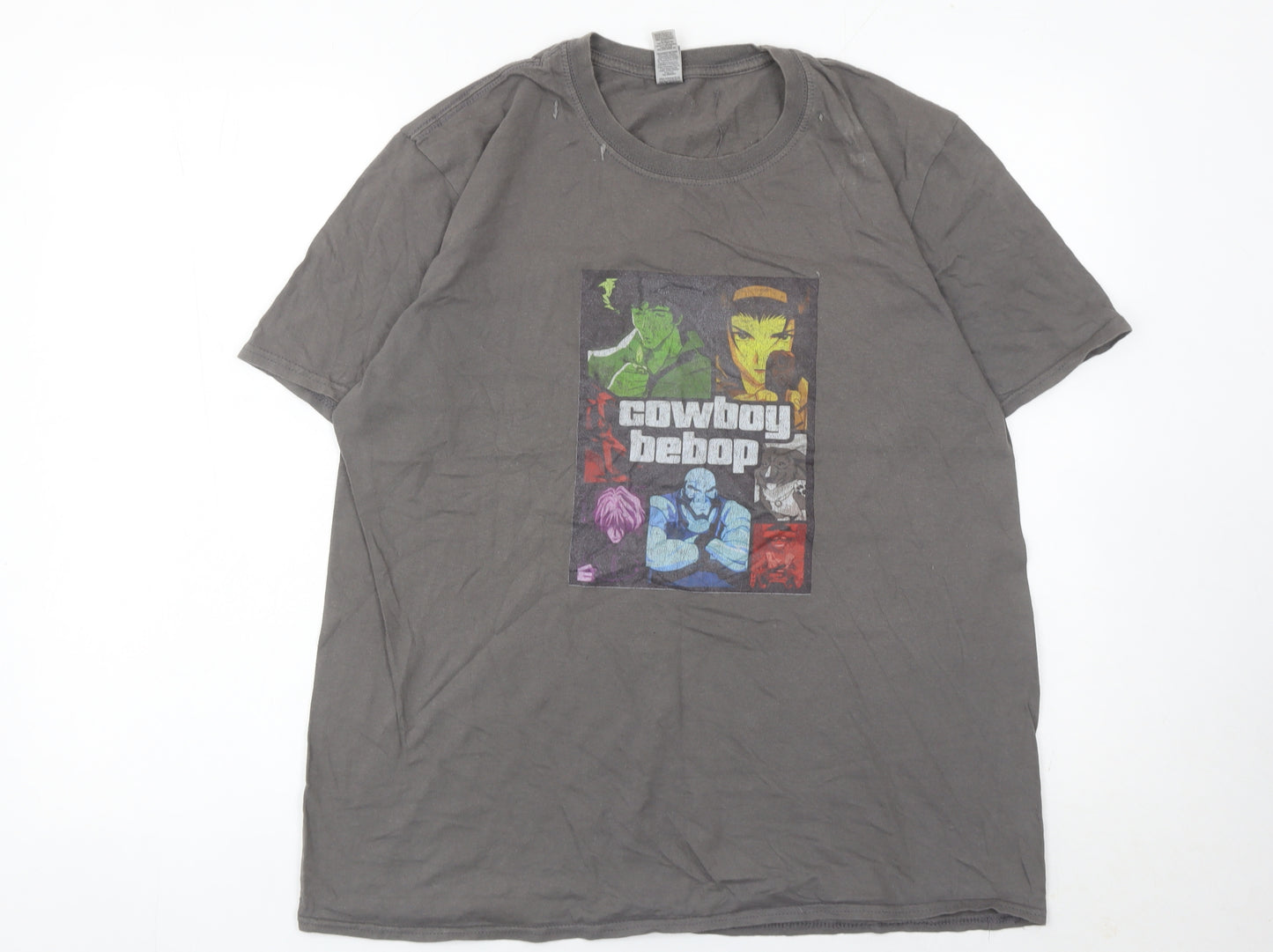 Gildan Men’s Grey Cowboy Bebop Anime Graphic T-Shirt Size L