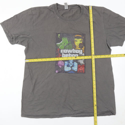 Gildan Men’s Grey Cowboy Bebop Anime Graphic T-Shirt Size L