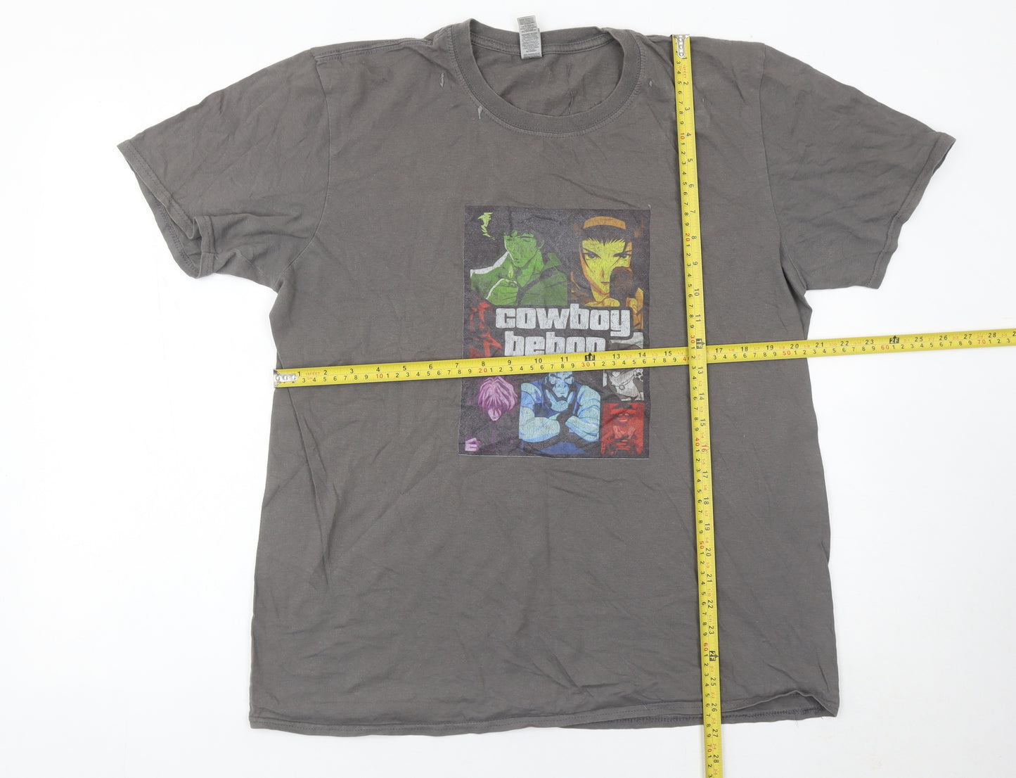 Gildan Men’s Grey Cowboy Bebop Anime Graphic T-Shirt Size L