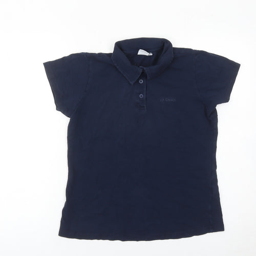 LA Gear Womens Blue Polo Shirt UK 12 Short Sleeve Cotton Blend