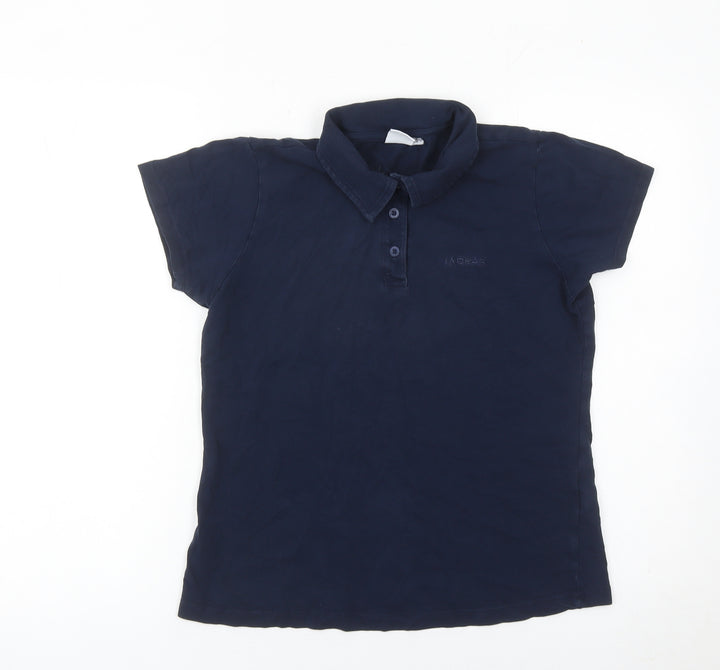 LA Gear Womens Blue Polo Shirt UK 12 Short Sleeve Cotton Blend