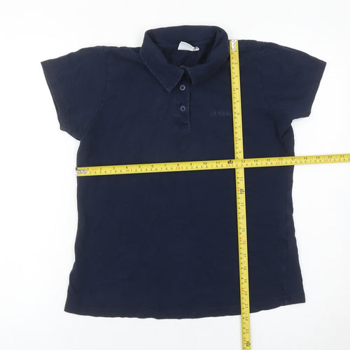 LA Gear Womens Blue Polo Shirt UK 12 Short Sleeve Cotton Blend