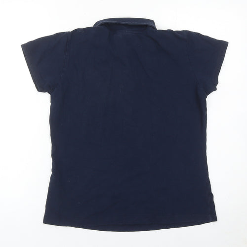 LA Gear Womens Blue Polo Shirt UK 12 Short Sleeve Cotton Blend