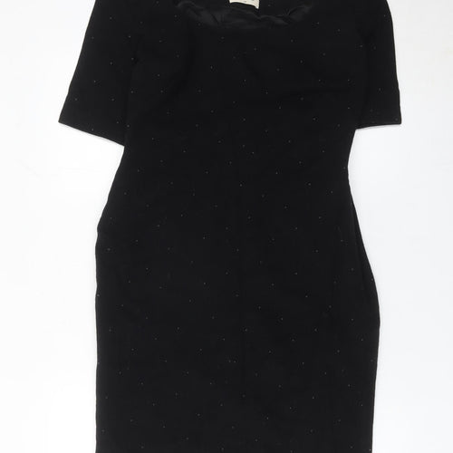 Kaliko Womens Black Sheath Dress Size 12 Wool Blend Knee Length