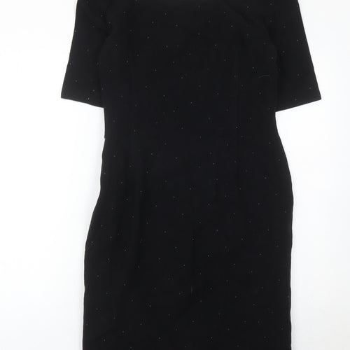 Kaliko Womens Black Sheath Dress Size 12 Wool Blend Knee Length