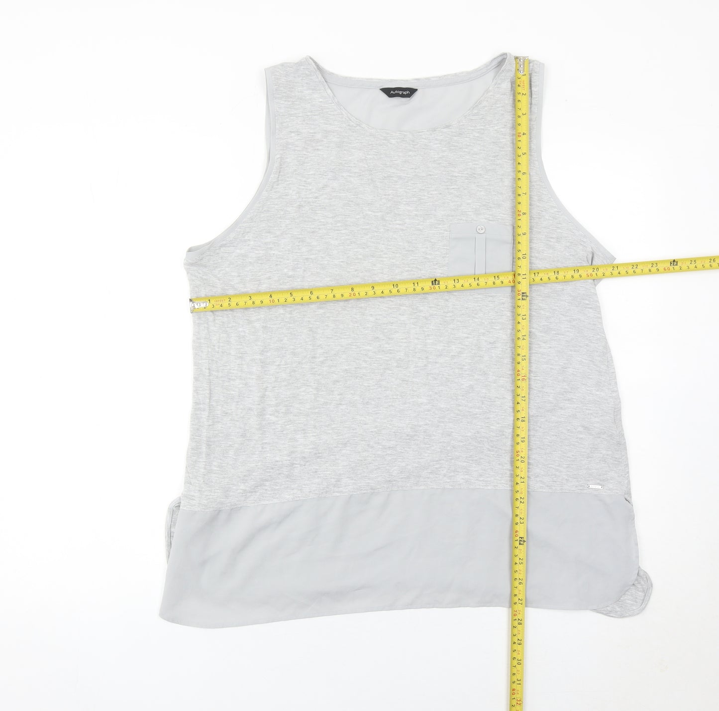 Marks and Spencer Women Grey Tank Top Size 18 Basic Scoop Neck