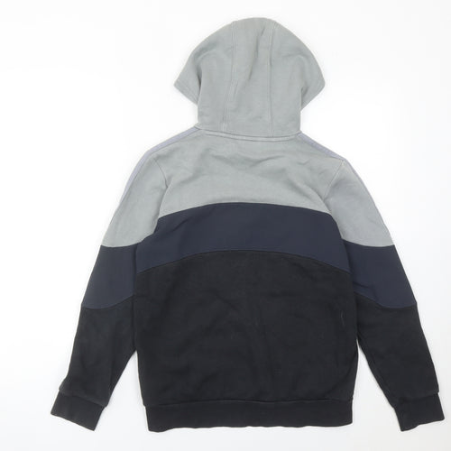 Adidas Boys Grey Black Logo Pullover Hoodie 12-13Y Regular Fit Fleece