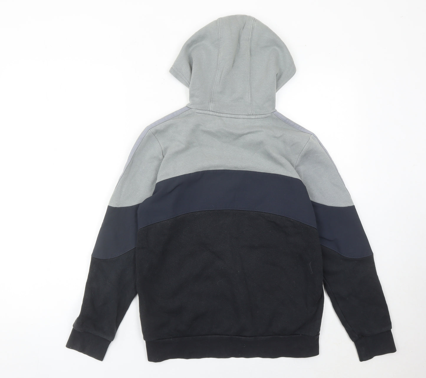 Adidas Boys Grey Black Logo Pullover Hoodie 12-13Y Regular Fit Fleece