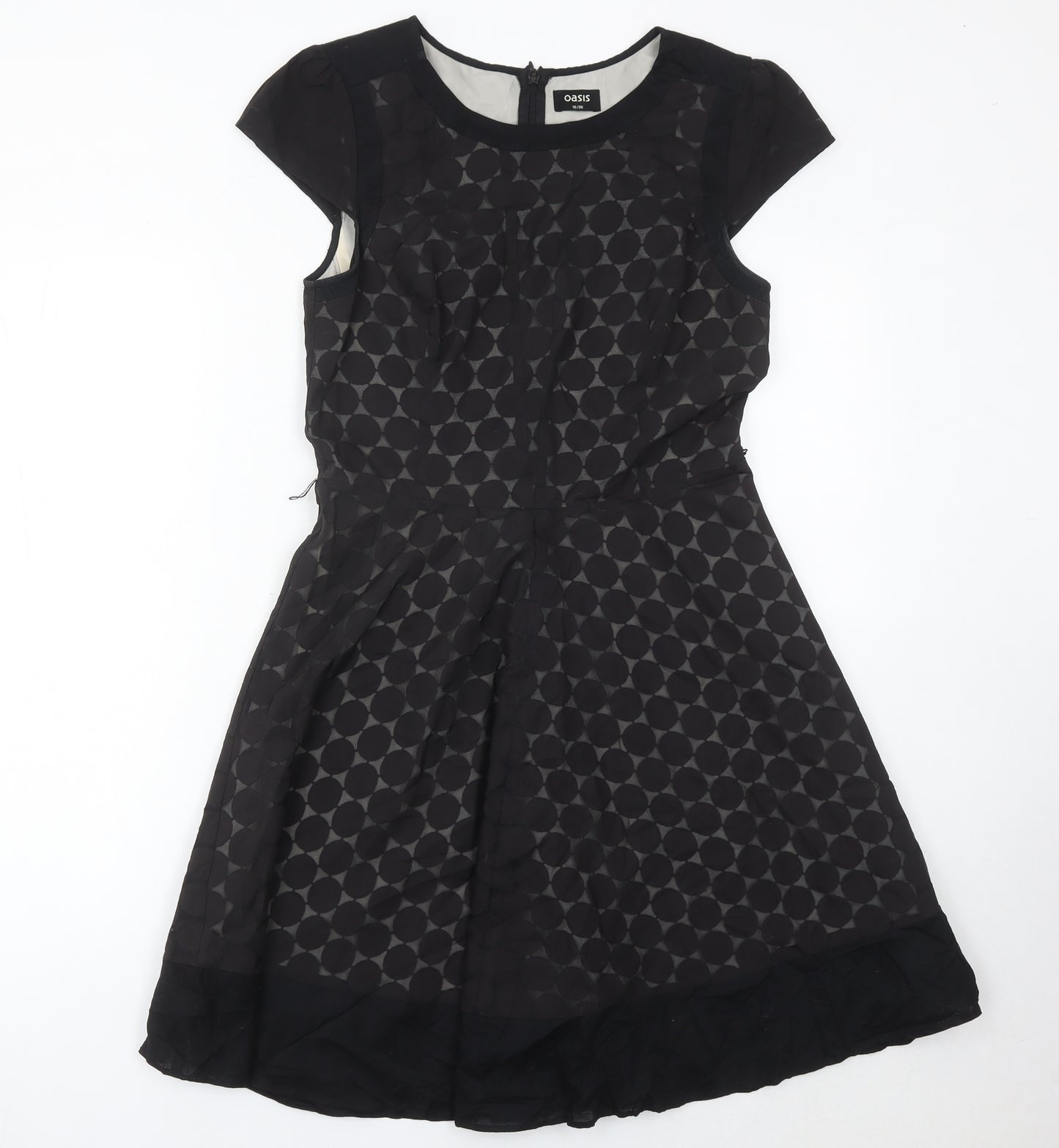 Oasis Women’s Black Size 10 Fit & Flare Geometric Knee Dress