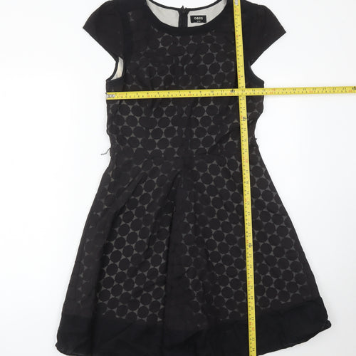 Oasis Women’s Black Size 10 Fit & Flare Geometric Knee Dress