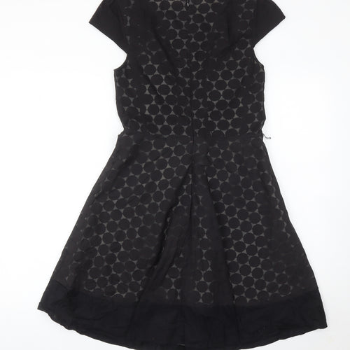 Oasis Women’s Black Size 10 Fit & Flare Geometric Knee Dress