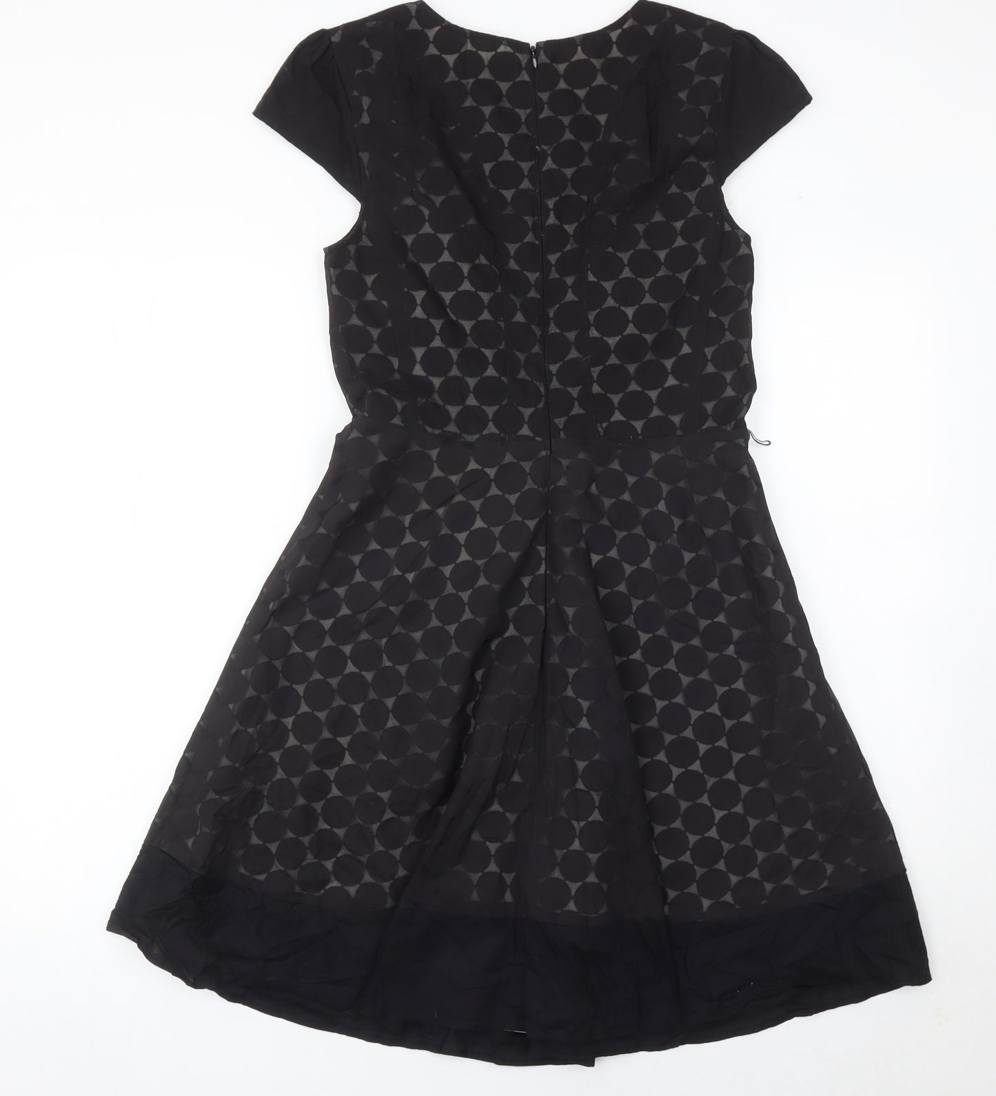 Oasis Women’s Black Size 10 Fit & Flare Geometric Knee Dress