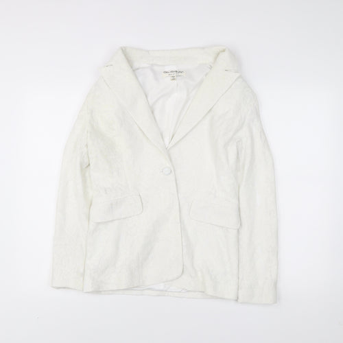 Miss Selfridge Women’s White Floral Lace Blazer UK 10 Single-Breasted