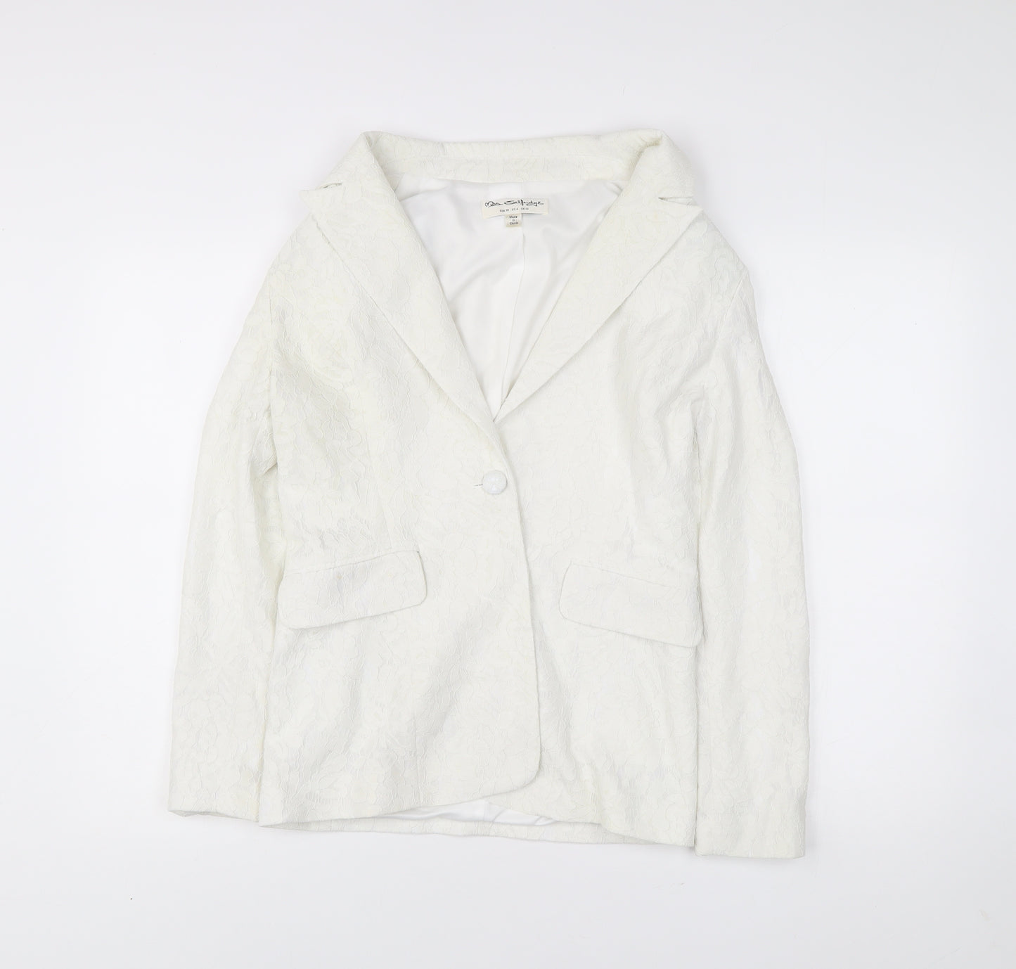 Miss Selfridge Women’s White Floral Lace Blazer UK 10 Single-Breasted