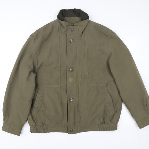 Men’s Green Polyester Jacket L 41-43in Basic Casual Elastic Waist