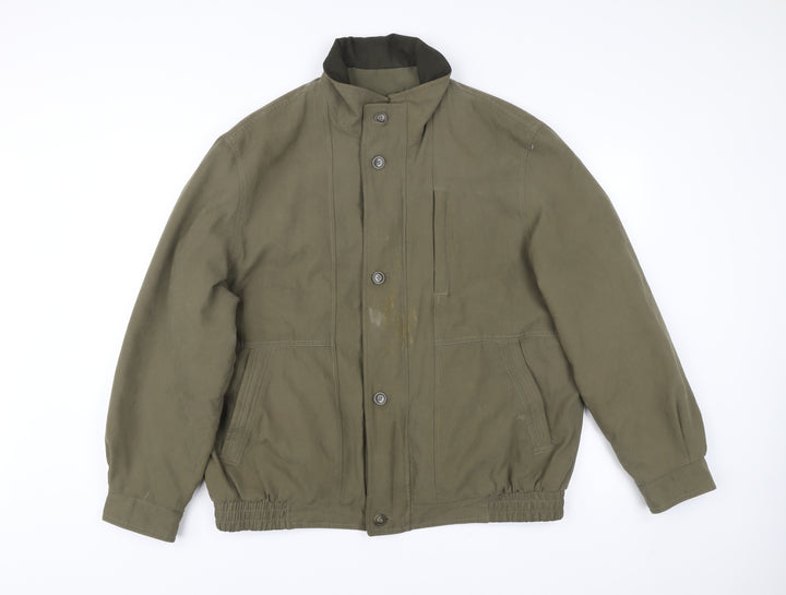 Men’s Green Polyester Jacket L 41-43in Basic Casual Elastic Waist