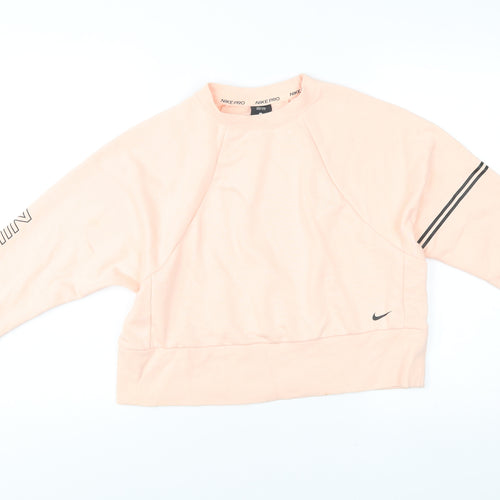 Nike Pro Women’s Pink Sweatshirt Small Pullover Logo Raglan Sleeve