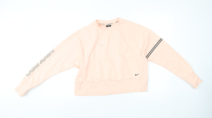 Nike Pro Women’s Pink Sweatshirt Small Pullover Logo Raglan Sleeve