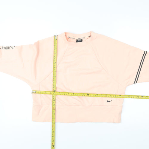Nike Pro Women’s Pink Sweatshirt Small Pullover Logo Raglan Sleeve