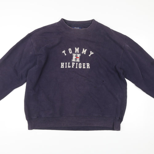 Tommy Hilfiger Men’s Blue XL Pullover Sweatshirt Logo Crew Neck