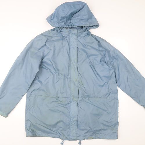 Dannimac Womens Blue Hooded Rain Coat Jacket UK 12 Medium Waterproof