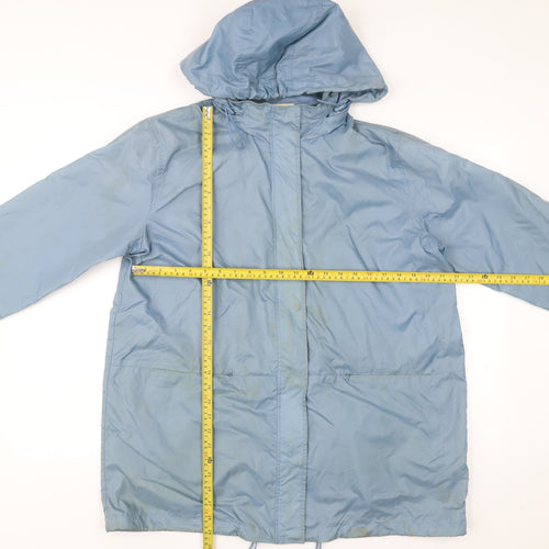 Dannimac Womens Blue Hooded Rain Coat Jacket UK 12 Medium Waterproof