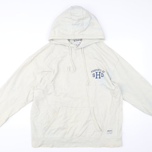 The Stronghold Men’s Ivory Pullover Hoodie XL Graphic Print Cotton